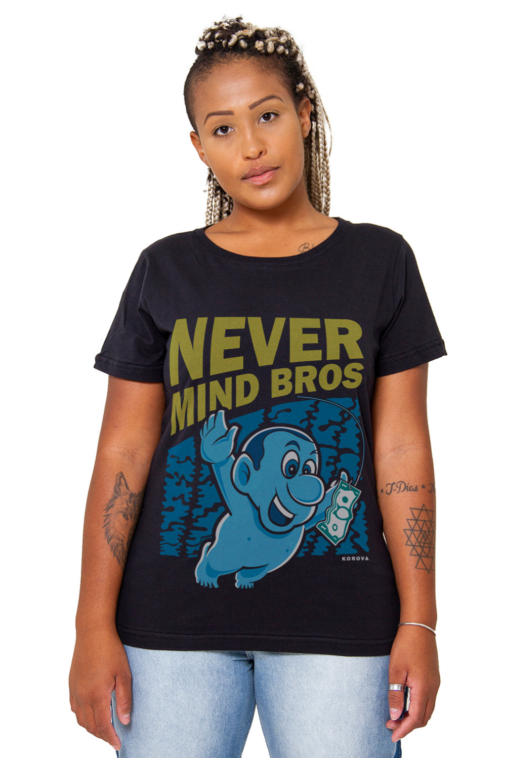 Camiseta Korova Nevermind Bros Preta