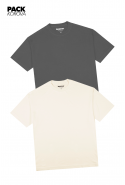 Pack de 2 Camisetas Nova Oversized Korova Cinza/Off