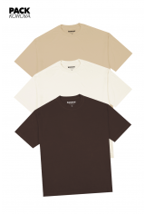 Pack de 3 Camisetas Nova Oversized Korova Café/Nude/Off