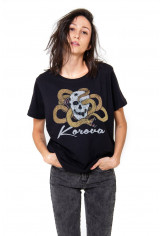 Camiseta Korova Skull Snake Preta