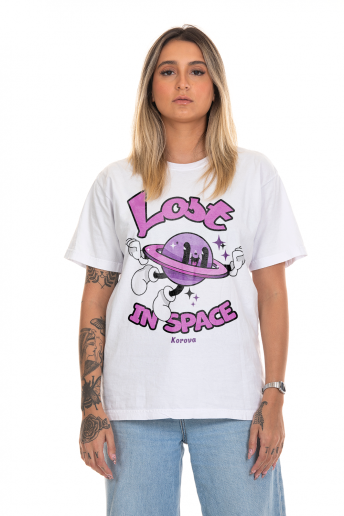 Camiseta Korova Groovy Retro Prints Lost in Space Branca