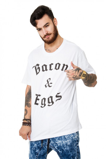 Camiseta (regular) Bacon & Eggs Branca