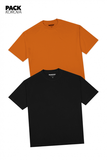 Pack de 2 Camisetas Nova Oversized Korova laranja/preto