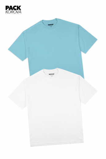 Pack de 2 Camisetas Nova Oversized Korova Azul/Branco