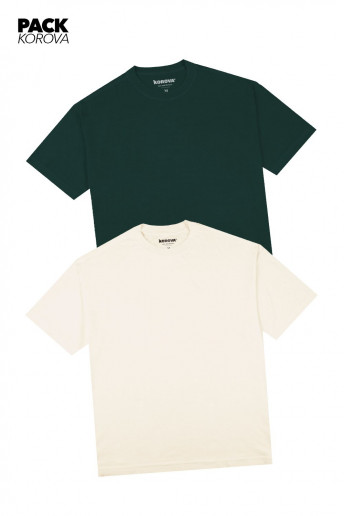 Pack de 2 Camisetas Nova Oversized Korova Verde/Off