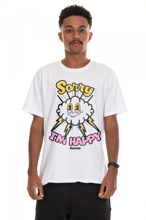 Camiseta Korova Groovy Retro Prints Sorry I'm Happy Branca