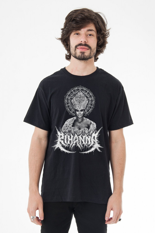 Camiseta (regular) Rihanna Metal Preto