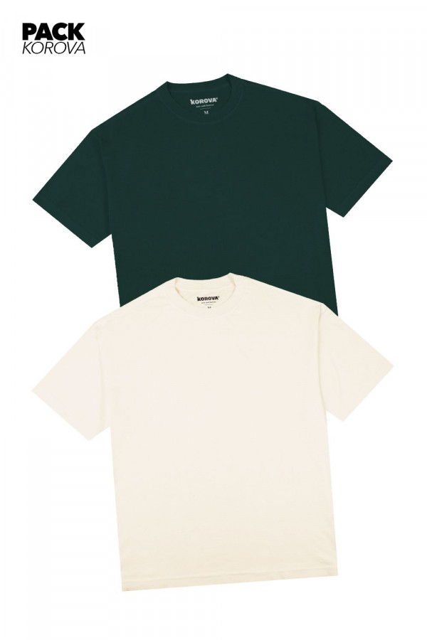 Pack de 2 Camisetas Nova Oversized Korova Verde/Off